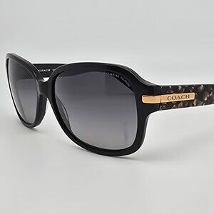Coach HC8105 L082 Amber 5226T3 Black Frame Polarized Grey Gradient Sunglasses